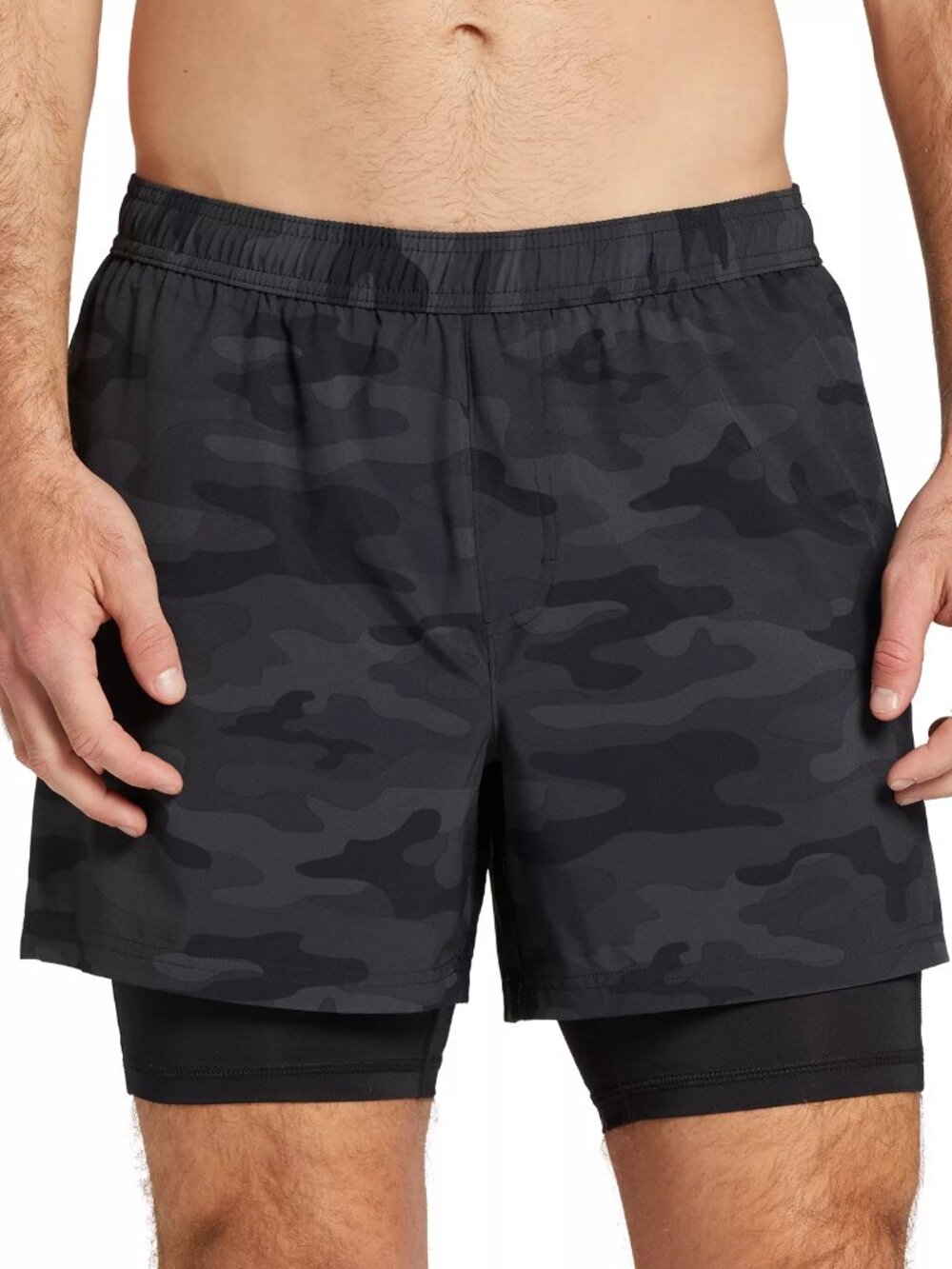DSG Men's 2-in-1 Agility Athletic Camo Black Fit Shorts Size S